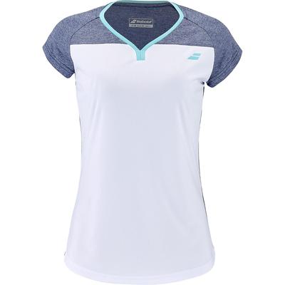 Babolat Girls Play Cap Sleeve Tee - White/Blue Heather - main image