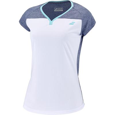 Babolat Girls Play Cap Sleeve Tee - White/Blue Heather - main image