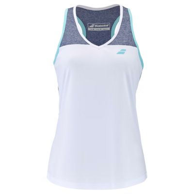Babolat Girls Play Tank Top - White/Heather Blue - main image