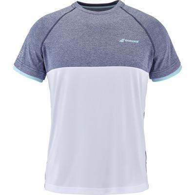 Babolat Boys Play Crew Neck Tee - White/Heather Blue - main image