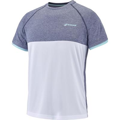 Babolat Boys Play Crew Neck Tee - White/Heather Blue - main image