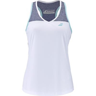 Babolat Womens Play Tank - White/Heather Blue