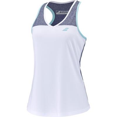 Babolat Womens Play Tank - White/Heather Blue