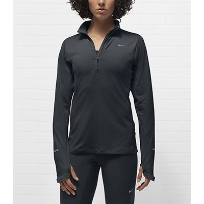 Nike Womens Element 1/2 Zip L.S. Running Shirt - Black/Reflective Silver - main image
