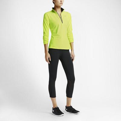 Nike Womens Element 1/2 Zip L.S. Running Shirt - Volt/Black - main image