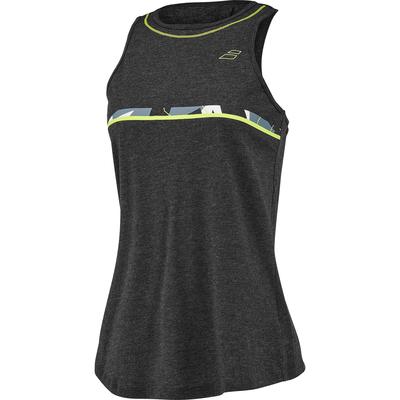 Babolat Womens Aero Cotton Tank - Black Heather/Yellow
