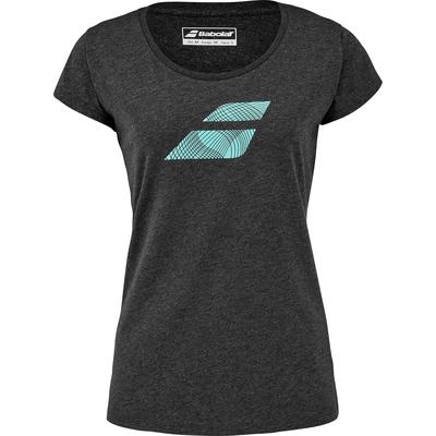 Babolat Womens Exercise Flag Tee - Heather Black/Blue Marl - main image