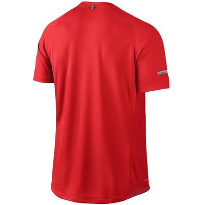 Nike Mens Miler UV Short Sleeve Running Shirt - Light Crimson/Reflective Silver - main image