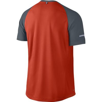 Nike Mens Miler UV Short Sleeve Running Shirt - Team Orange/Reflective Silver - main image