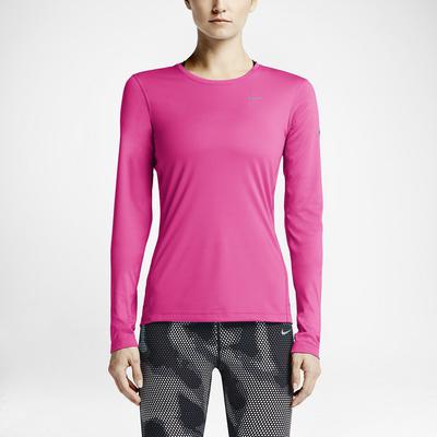 Nike Womens Miler Long Sleeve Running Top - Pink Pow/Silver - main image