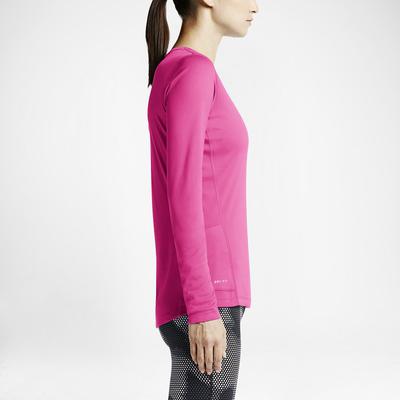 Nike Womens Miler Long Sleeve Running Top - Pink Pow/Silver - main image