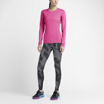 Nike Womens Miler Long Sleeve Running Top - Pink Pow/Silver - main image