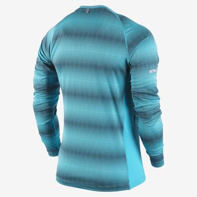 Nike Mens Printed Miler Long Sleeve Shirt - Blue/Navy/Reflective Silver - main image