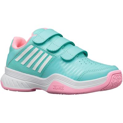 K-Swiss Kids Court Express Strap Omni Tennis Shoes - Aruba Blue/Pink - main image