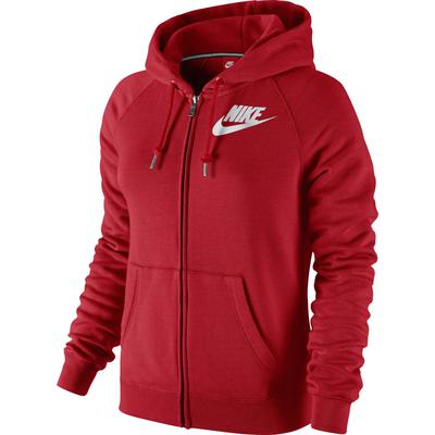 Nike Womens Rally Futura Full Zip Hoodie - Red - Tennisnuts.com