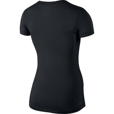 Nike Womens Pro Fitted Short-Sleeve V-Neck Shirt - Black - main image