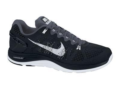 Nike Mens LunarGlide+ 5 Running Shoes - Black/White - Dark Grey - main image