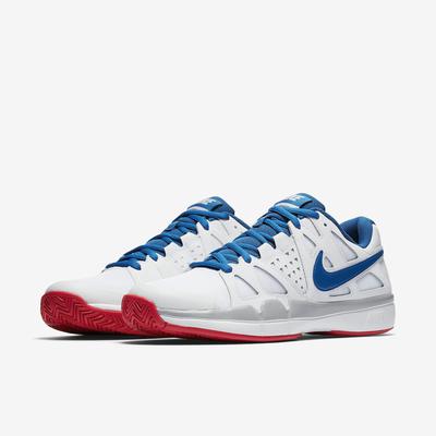 Nike Mens Air Vapor Advantage Tennis Shoes - White/Blue/Red - main image