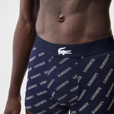 Lacoste Mens Stretch Cotton Trunks (3 Pack) - Navy/Grey Chine - main image