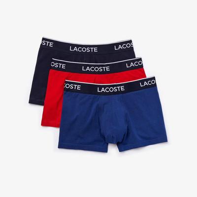 Lacoste Mens Casual Cotton Trunks (3 Pack) - Blue/Black/Red - main image