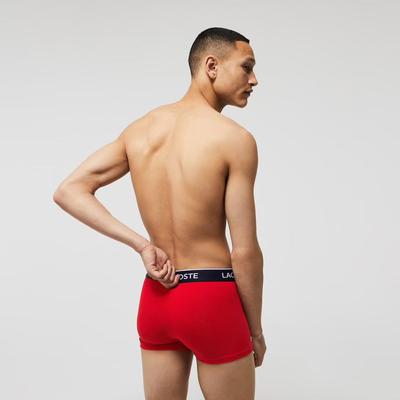 Lacoste Mens Casual Cotton Trunks (3 Pack) - Blue/Black/Red - main image