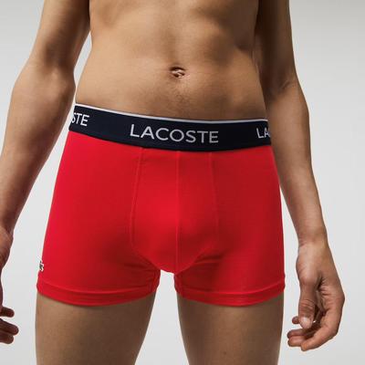 Lacoste Mens Casual Cotton Trunks (3 Pack) - Blue/Black/Red - main image