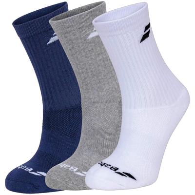 Babolat Junior Long Socks (3 Pairs) - White/Grey/Navy - main image