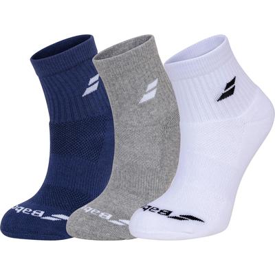 Babolat Quarter Socks (3 Pairs) - Blue/Grey/White