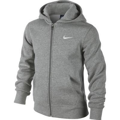 Nike Boys YA76 Brushed Fleece Full-Zip Hoodie - Dark Grey Heather