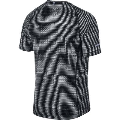 Nike Mens Printed Miler Sleeve Tee - Black/Silver - main image