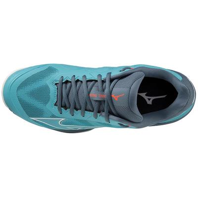 Mizuno Men Exceed Light All Court Tennis Shoes - White/Turquoise - main image