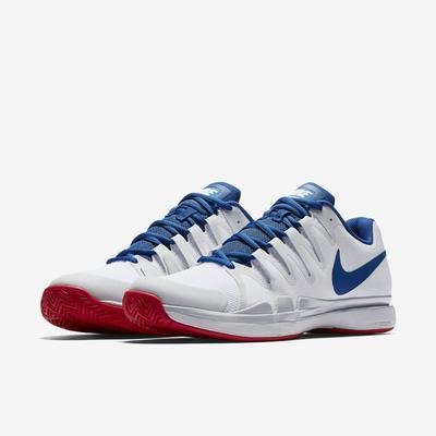 Nike Mens Zoom Vapor 9.5 Tour Tennis Shoes - White/Blue/Red