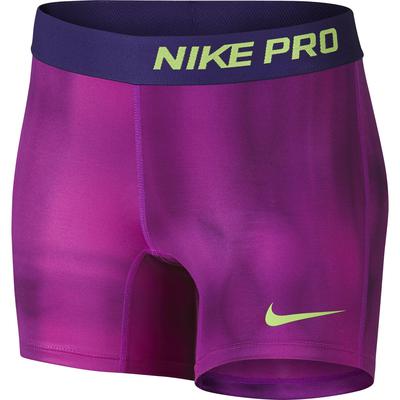 Nike Girls Pro 7.5cm Allover Print Shorts - Fuchsia Flash/Court Purple - main image