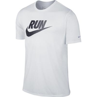 Nike Mens Run Dri-Blend Swoosh Running T-Shirt - White/Black - main image