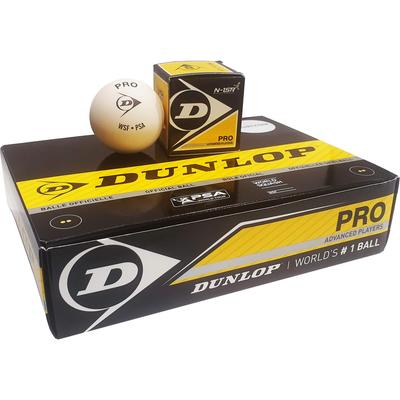 Dunlop Pro White (Double Yellow Dot) Squash Balls - 1 Dozen