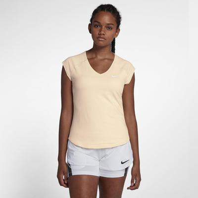 Nike Womens Pure Cap Sleeve 'V' Top - Guava Ice/White - main image