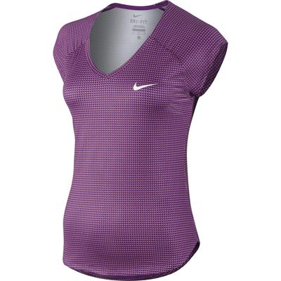 Nike Womens Pure Printed Cap Sleeve 'V' Top - Purple - main image