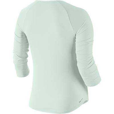 Nike Womens Pure Long-Sleeve 'V' Top - Barely Green/White - main image