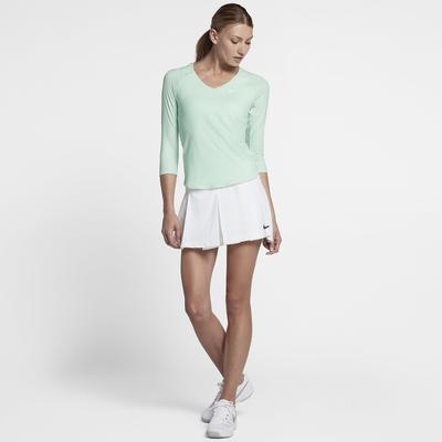 Nike Womens Pure Long-Sleeve 'V' Top - Barely Green/White - main image