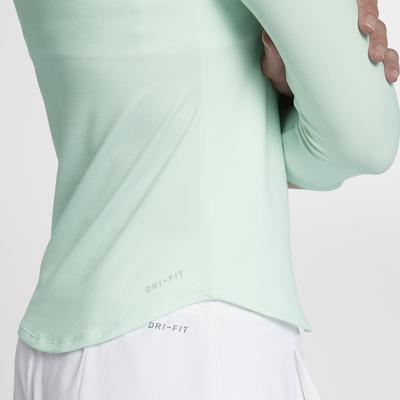 Nike Womens Pure Long-Sleeve 'V' Top - Barely Green/White - main image