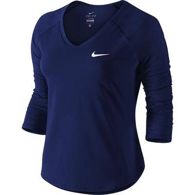 Nike Womens Pure Long-Sleeve 'V' Top - Blue Void