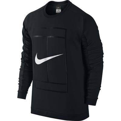 Nike Mens Court Crew Long Sleeve Top - Black - Tennisnuts.com