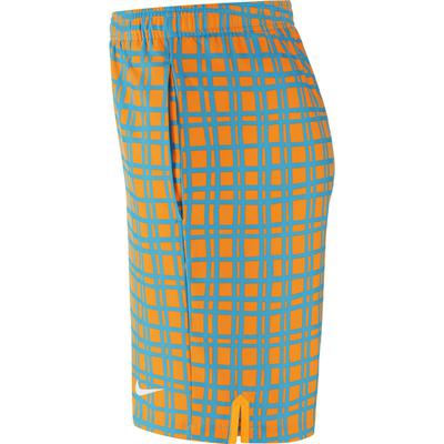 Nike Mens Court Plaid 9 Inch Tennis Shorts - Orange/Blue - main image