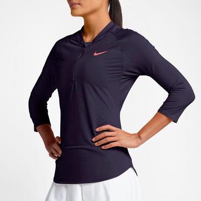 Nike Womens Dry 3/4 Sleeve Tennis Top - Purple/Bright Mango - main image