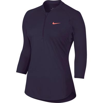 Nike Womens Dry 3/4 Sleeve Tennis Top - Purple/Bright Mango - main image
