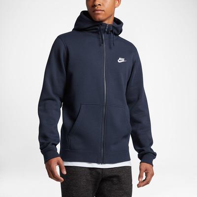 Nike Mens Sportswear Full-Zip Hoodie - Obsidian/White - main image