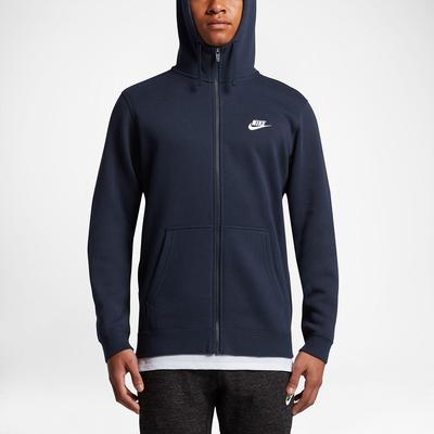 Nike Mens Sportswear Full-Zip Hoodie - Obsidian/White