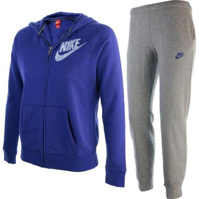 Nike Girls Graphic Colour-Blocked Tracksuit - Purple/Grey - main image