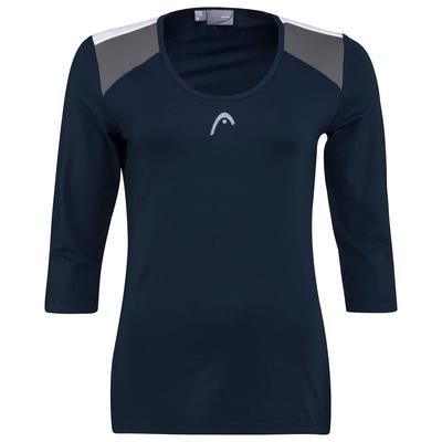 HEAD Womens Club Tech 3/4 Sleeve Top - Dark Blue - main image
