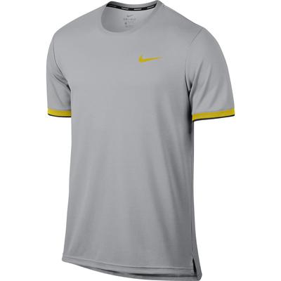 Nike Mens Court Dry Tennis Top Vast Grey Bright Citron Extra Extra Large Grey